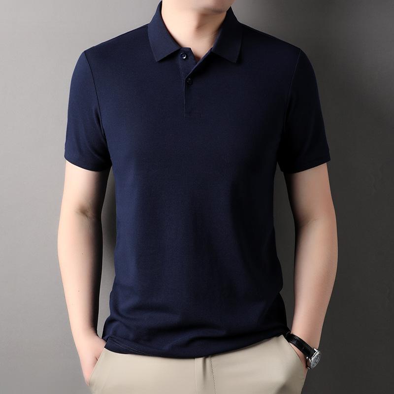 Summer New Short Sleeve T-shirt Top Middle-Aged Men Hemming Trendy Half-Length Sleeve Cotton Menswear T-shirt