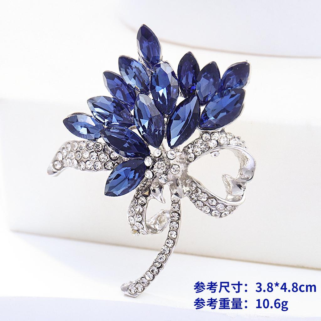 Vintage Fashion Brooch Niche High-End Sense Rhinestone Personalized Alloy Crown Corsage Bow Pin Accessories
