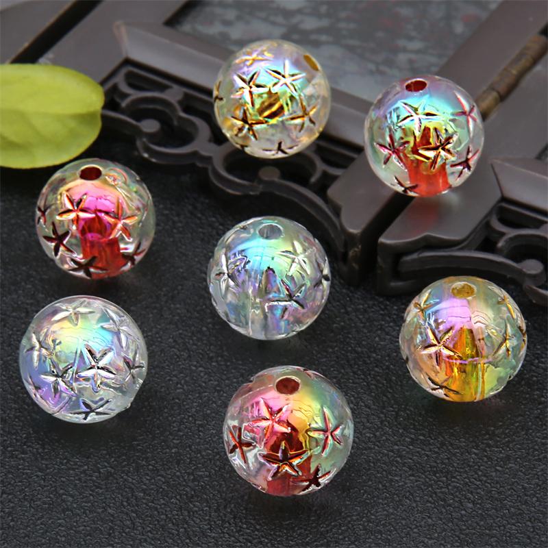 16mm Acryl Bronzing Star Runde Perlen für Schmuckherstellung DIY Ohrring Armband Charm Dekoration