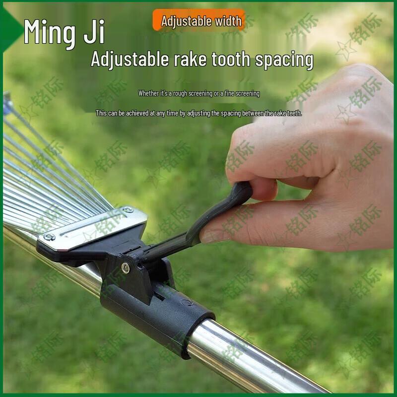 Mingji Large 15-Tooth Stainless Steel Lawn Rake