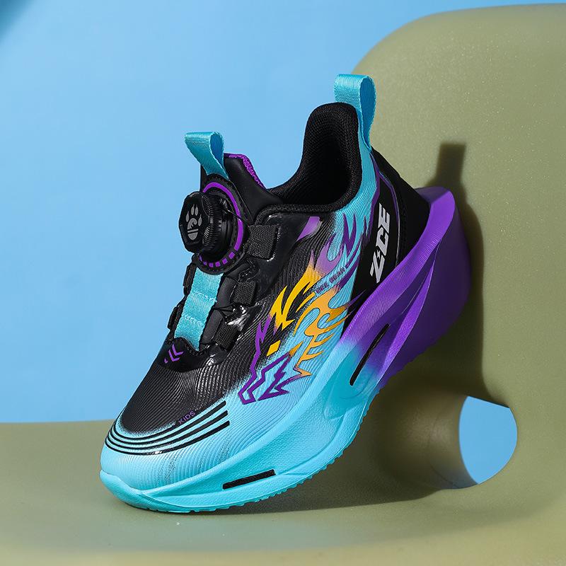 

2025 Boys Autumn/Winter Lightweight Non-Slip Running Shoes - Shock Absorbing, Trendy Sports Shoes for Medium and Large Children 37 фіолетовий/чорний
