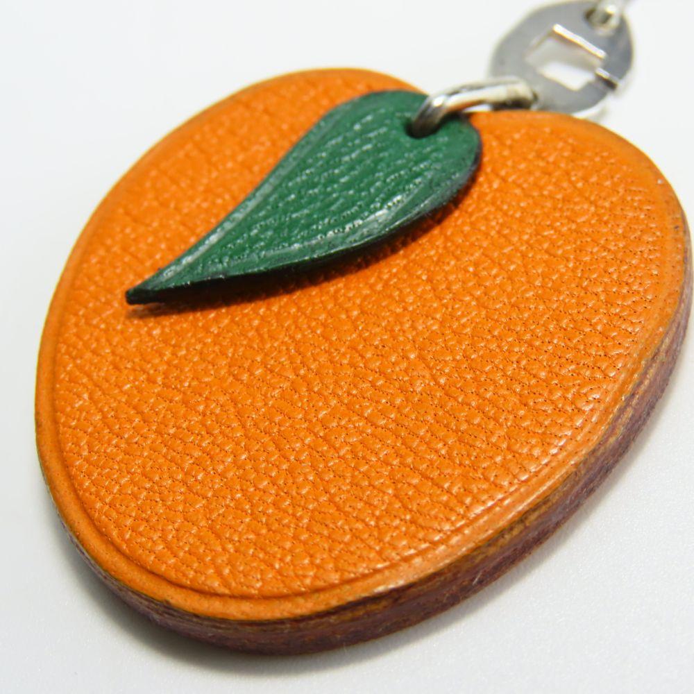 Used HERMES Bag charm leather/Silver925 Orange Accessories