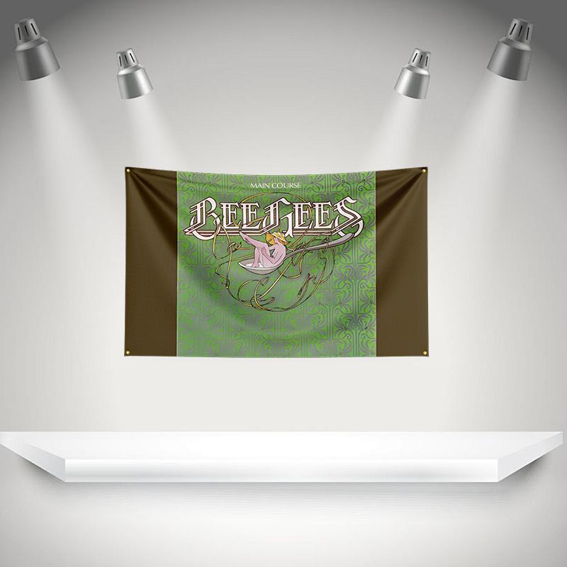 B-bee gees Flag Rock Music Band Banner HD Printing Tapestry Exhibition, Music Band Fans, Garage Decor