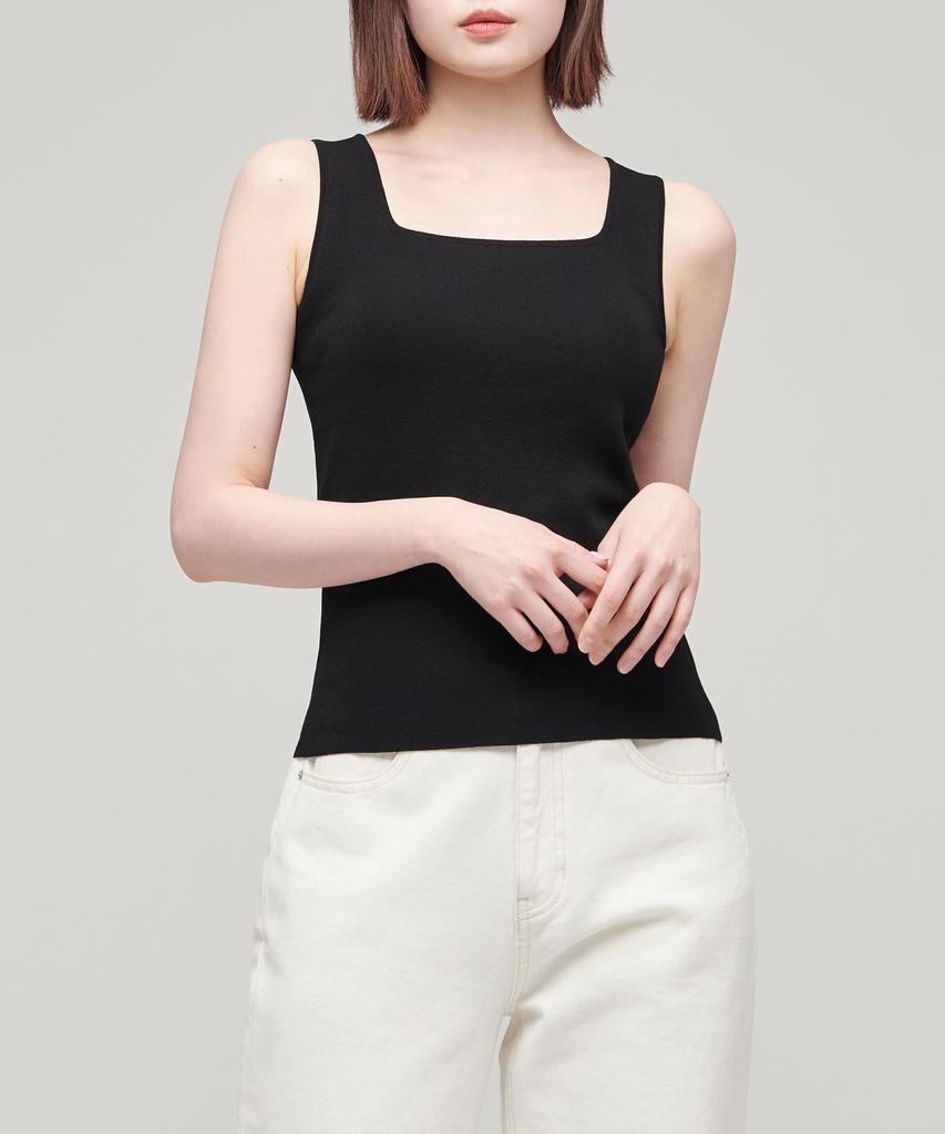 MUSINSA STANDARD WOMAN Women'S Square Neck Knit Sleeveless Top [Black]