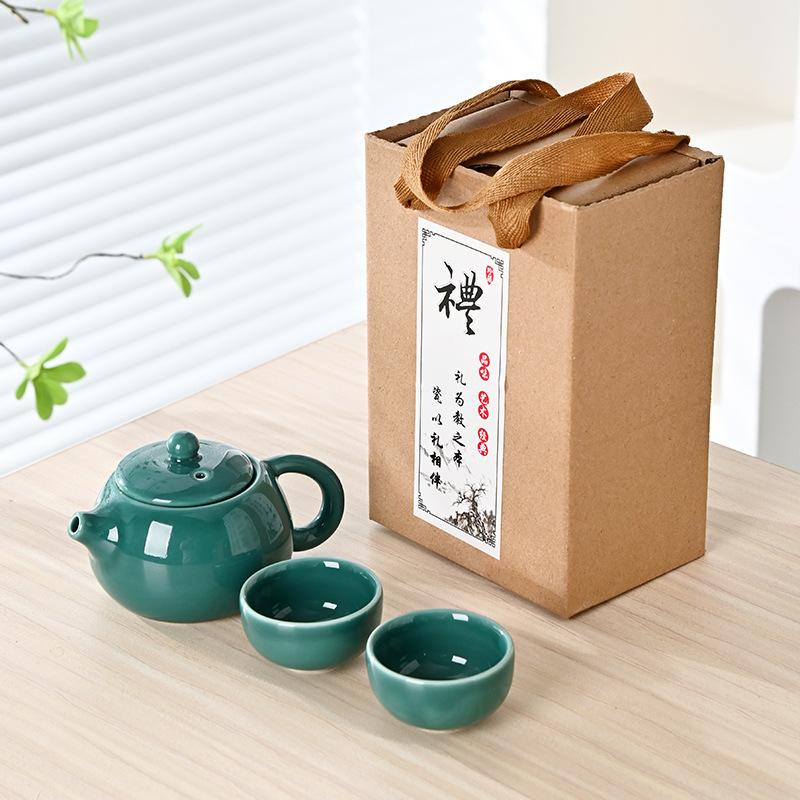 

Two cups of tea, Xishi pot, ceramic teapot, Kung Fu tea set, gift box set, a complete set of four cups in one pot