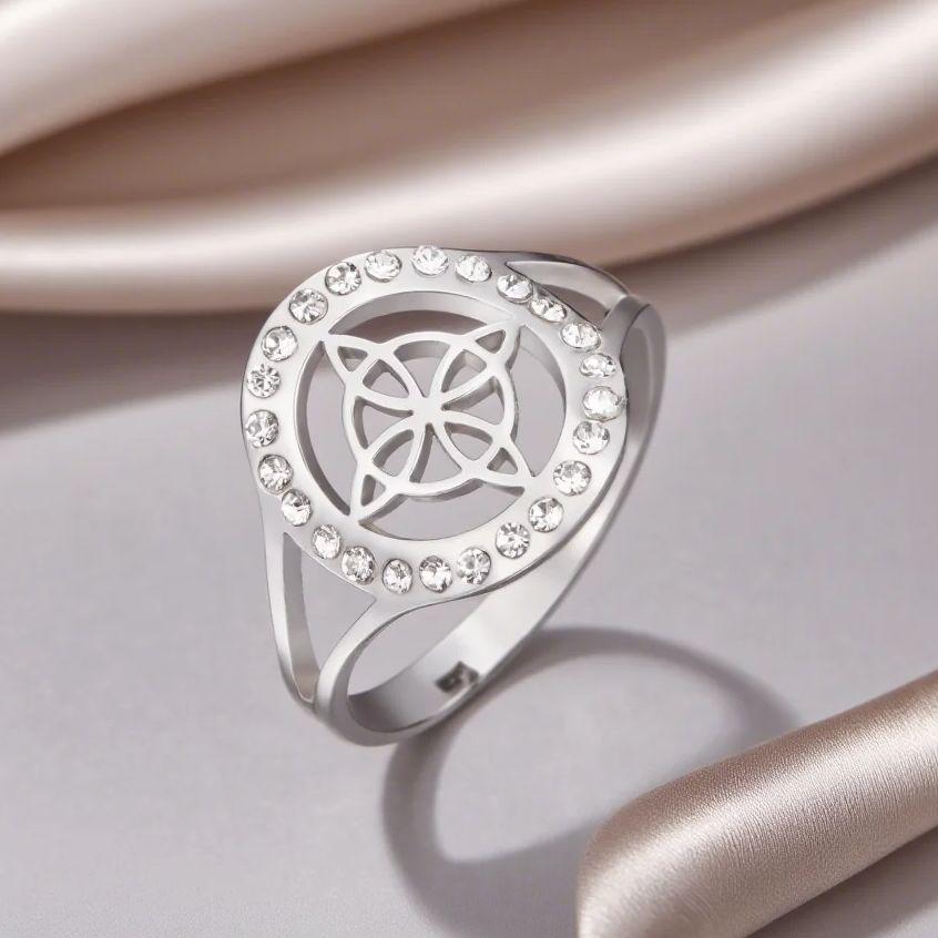 Likgreat Adjustable Witch Knot Ring With Clear Zircon For Women Stainless Steel Rings Gothic Boho Punk Jewelry Amulet Gifts