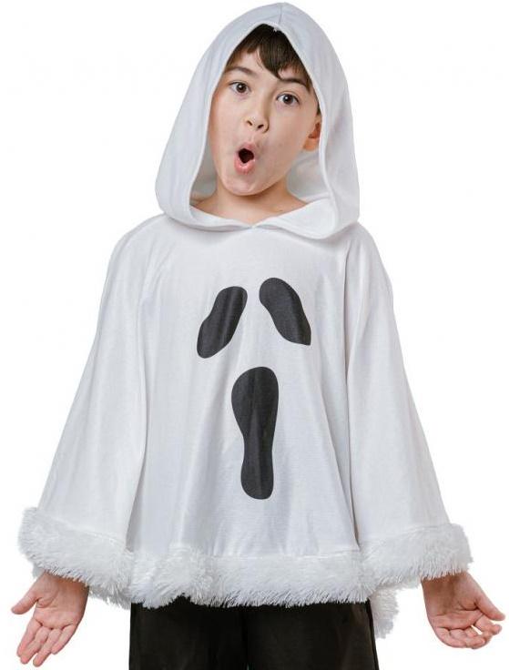 Ghost Hooded Cape Poncho Costume
