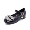 High-heeled Girls' Princess Shoes for Spring and autumn2026New Style Little Girl's Leather Shoes with Dress, Soft-soled Children's Crystal Shoes