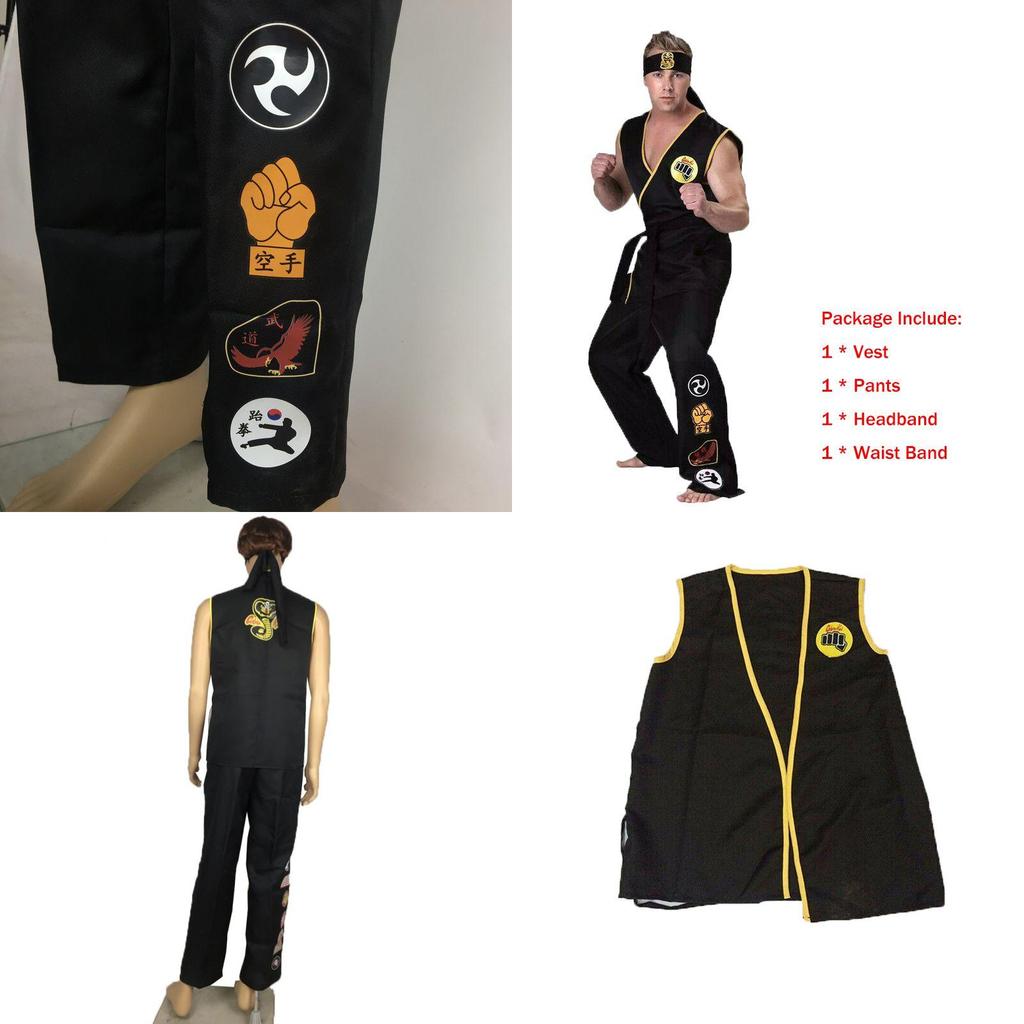 Authentic Cobra Kai The Karate Kid Saga Halloween Cosplay Costumes Taekwondo Party Set