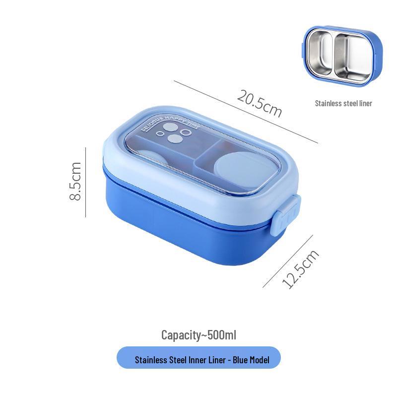 Microwavable Japanese-Style Wheat Straw Lunch Box Set with Compartments for Students and Office Workers