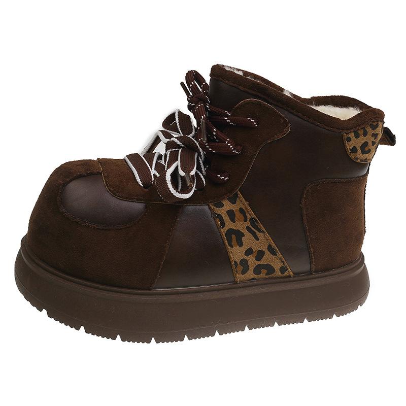 Low-top velvet warm ins Birkenstocks 22 winter new round head lace-up snow boots short boots.