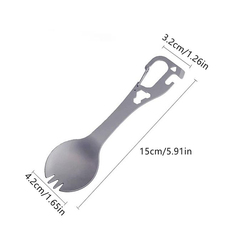5 In 1 Utility Spork Portable Stainless Fork Spoon Cutlery Multifunctional Bottle Opener Tools Camping Eating Tableware