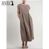 HNXC Women's Fashion Summer Spring Solid Color Print O-Neck High Waist Casual Dresses