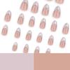24 Peças de Unhas Postiças Amêndoa Curta com Pontas Francesas Brancas com Design de Linha Dourada 3D para Decoração de Manicure DIY Nail Art