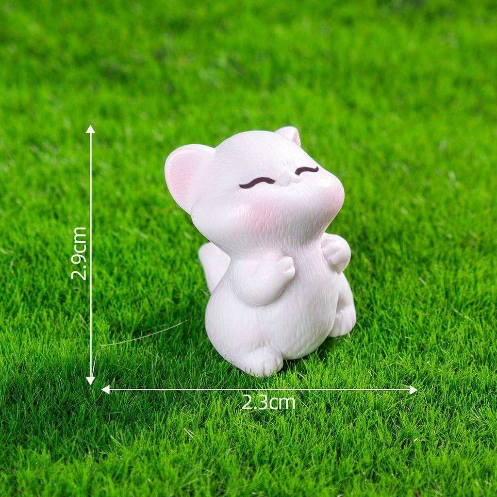 4Pcs/set Cartoon Bow Cat Animal Miniatures Resin Ornaments Fairy Garden Decoration Moss Terrarium Micro Landscape