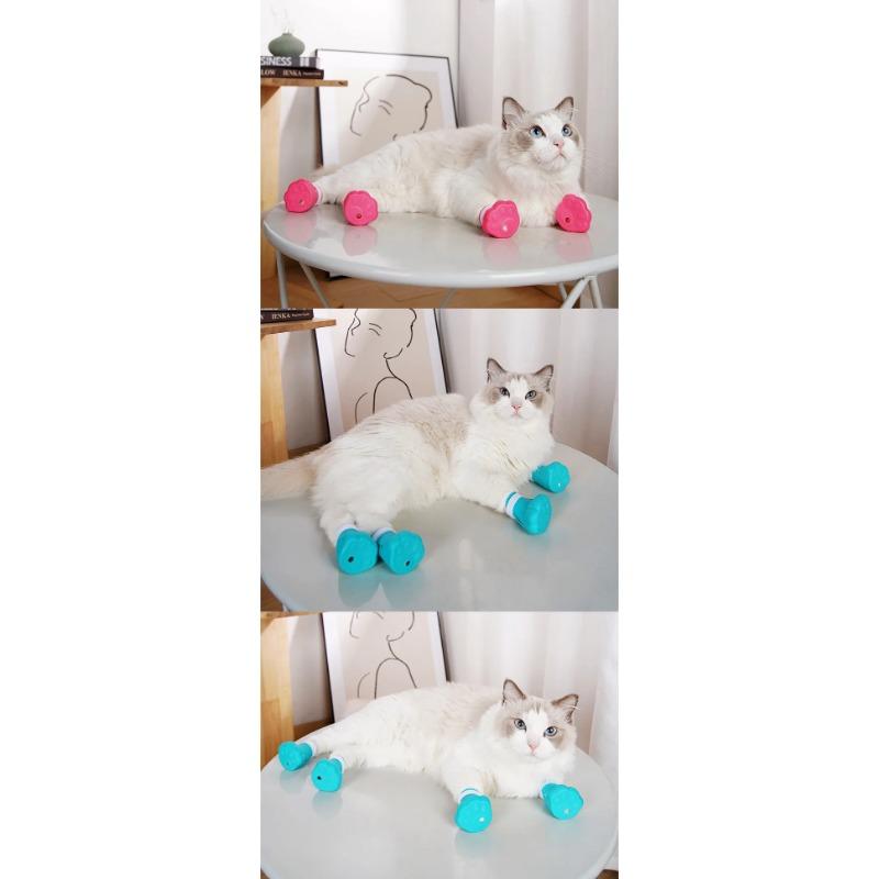 Cat Claw Protector Bath Feeding Bathing Shoes Foot Cover Anti-Scratch for Cats Pet Grooming Silicone Paw Nail Cover Boots