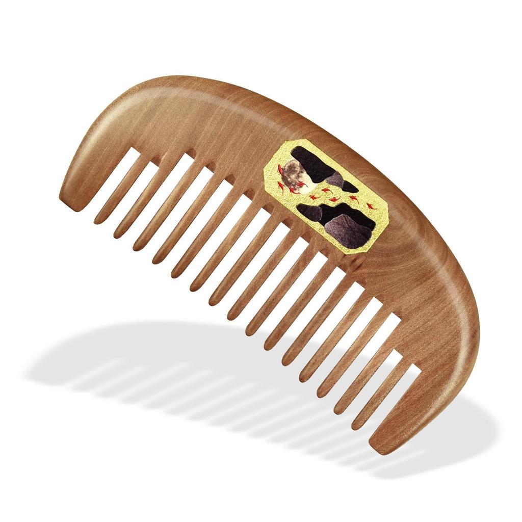 Nanmu Gold Painted Hairdressing Comb - Smooth Finish Women's Souvenir Gift