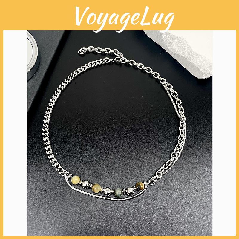 Handmade Modern Steel Chain With Multicolored Stone Accents For Casual Wear