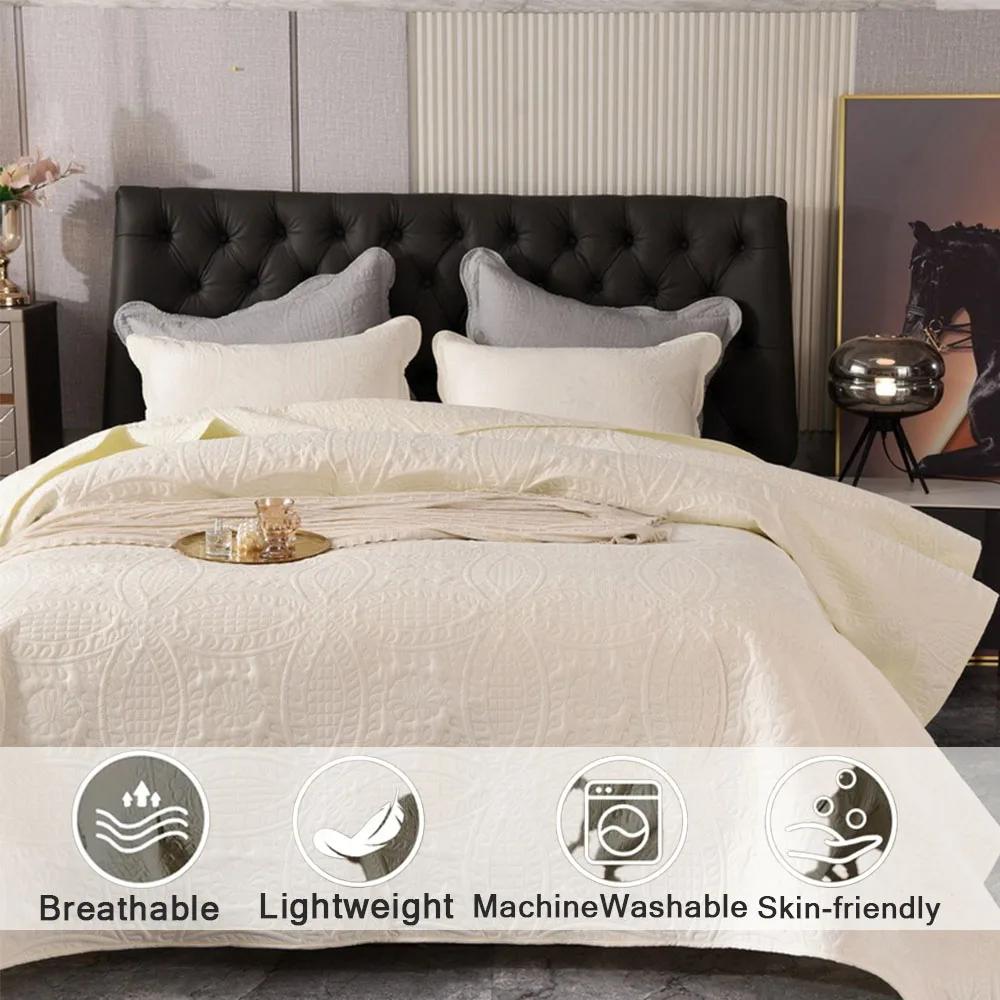 3-delige Bed Quilt Set, Beddengoed Set Zacht Comfortabel voor Slaapkamer, Logeerkamer (1 Dekbed+2 Kussenslopen, Zonder Vulling) Lakens voor bed