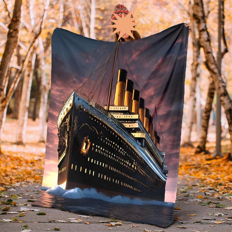 Titanic Flannel Blanket Soft Warm All-Season Throw, Design for Camping, Car Travel, Hiking Sofa, Bed, Office Perfect Gift for Parties