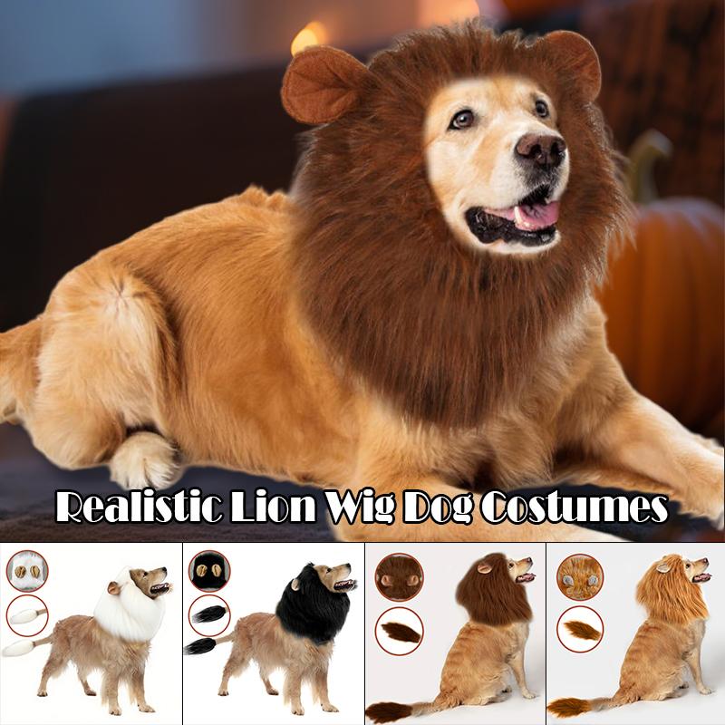 1Pc Cute Pet Dog Cosplay Clothes Lion Mane for Dog Costumes Realistic Lion Wig for Medium To Large Dogs with Ear Pet Accessories