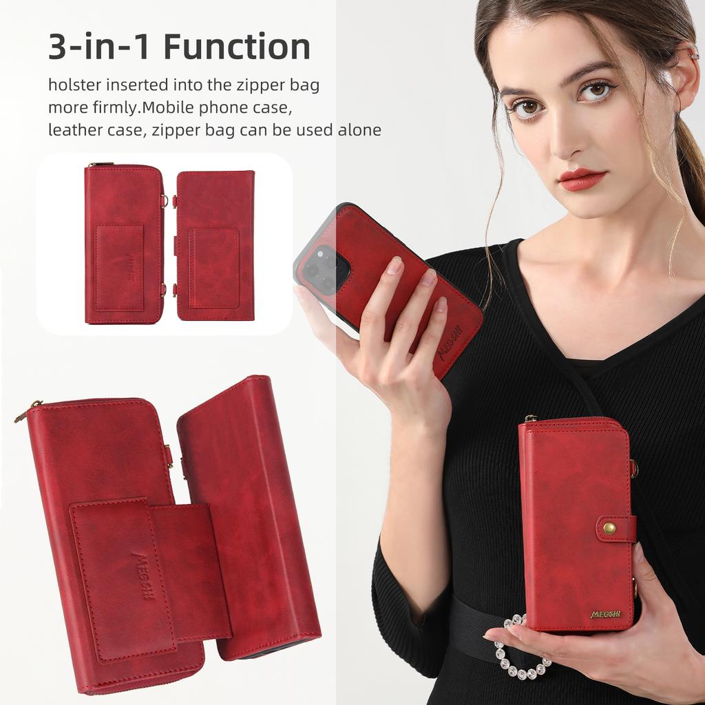 MEGSHI 020 Series for Xiaomi Mi 11 Lite 4G/5G/11 Lite 5G NE Detachable 2-in-1 Wallet PU Leather+PC+TPU Phone Case Stand Cover