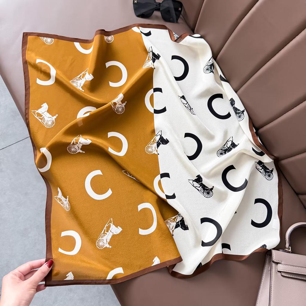 Retro Old Money Wind Silk Double Crepe Silk Scarf Women's Spring and Summer Senior Sense Versatile 100% Mulberry Silk Square Scarf Thin Scarf