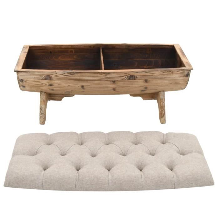 VidaXL Storage Bench Solid Wood and Fabric 103 X 51 X 44 Cm
