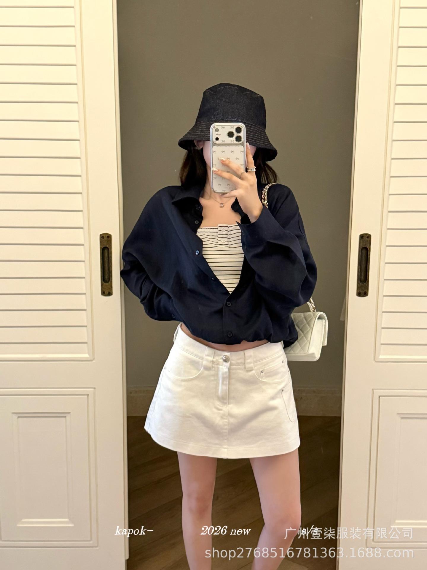 

Thirteen Rows KAPOK Spring Women s Casual Loose Two-Piece Long-Sleeve Shirt One Size темно-синий