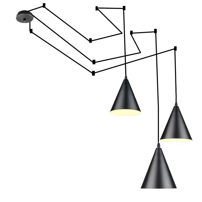 Simple Modern Retro Industrial Style Three-head Chandelier Led Wrought Iron Chandelier Bedroom Kitchen Living Room Lighting