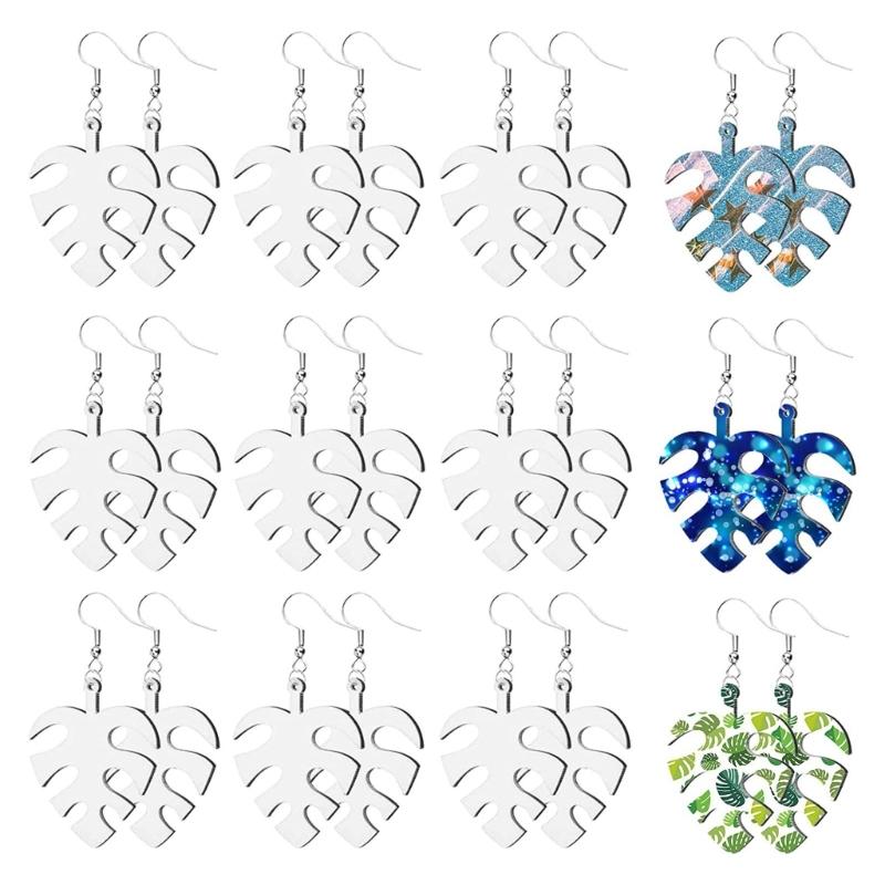 Sublimation Blank Earrings Unfinished Wood Dangle Earrings Love Leaf Pendant Hook Earrings for DIY Jewelry Making Craft