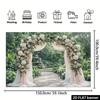 2D Romantic Floral Wedding Tapestry, Blush Pink Arch Garden Background