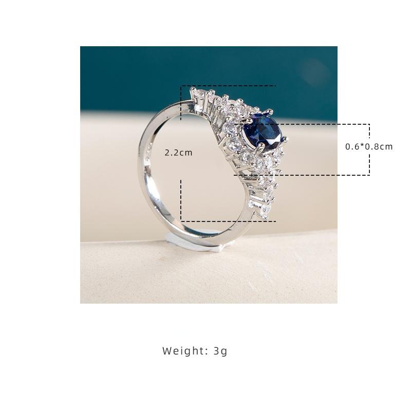 BELLA BOX Dark Blue Series Charms Female Finger Rings Luxury Engagement Party Rings For Bride Shiny Brillaint Zircon Jewelry