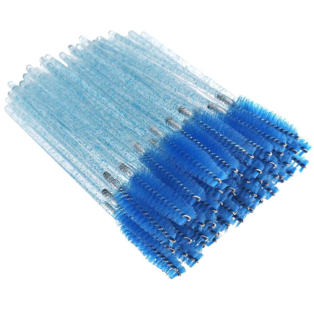 100PCS Crystal Mascara Brushes,Disposable Eyelash Mascara Brushes Wands Applicator Eyebrow Brush Makeup Brush Kits (Blue)
