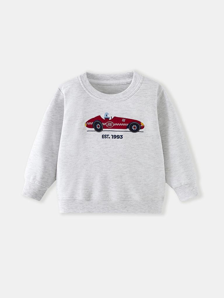 Autumn/Winter Boys' Retro Embroidered Round Neck Sweatshirt - 26 Years Experience