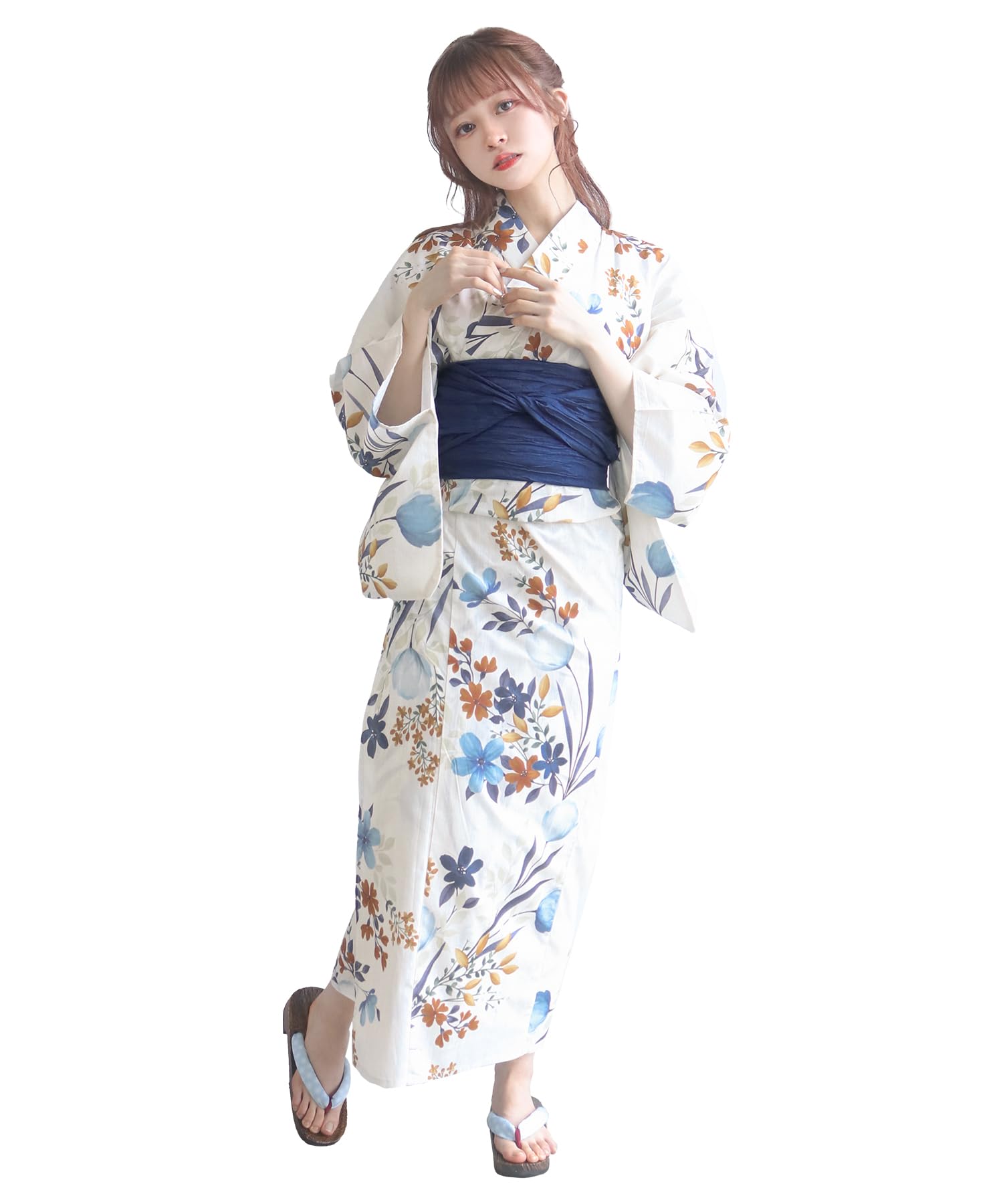 

Комплект сменной одежды юката heiko AB one size fit [KYOETSU], комплект, переплетение, неотбеленный, двухкомпонентный, 4 предмета (юката, оби, нижнее белье, гэта) Женский (15.Цветение