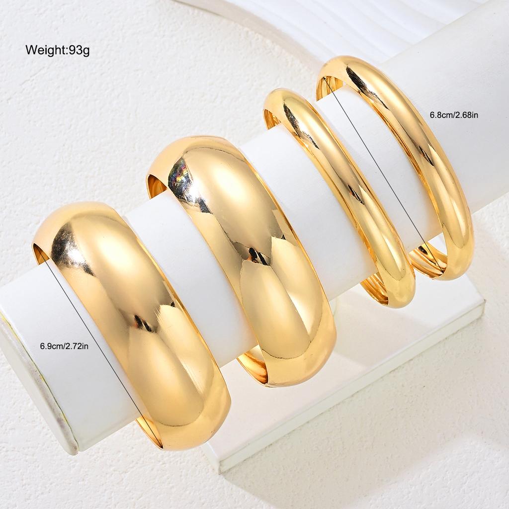 4 Pcs/Set Hip Hop Glossy Metal Stacking Bangles for Women Punk Round Arm Bracelets Daily Party Wear Hand Jewelry Gifts 2026 New