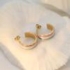 Stylish And Simple Titanium Steel Ear Jewelry Women'S Niche Design Color Dripping C-Shaped Earrings High-End Light Luxury