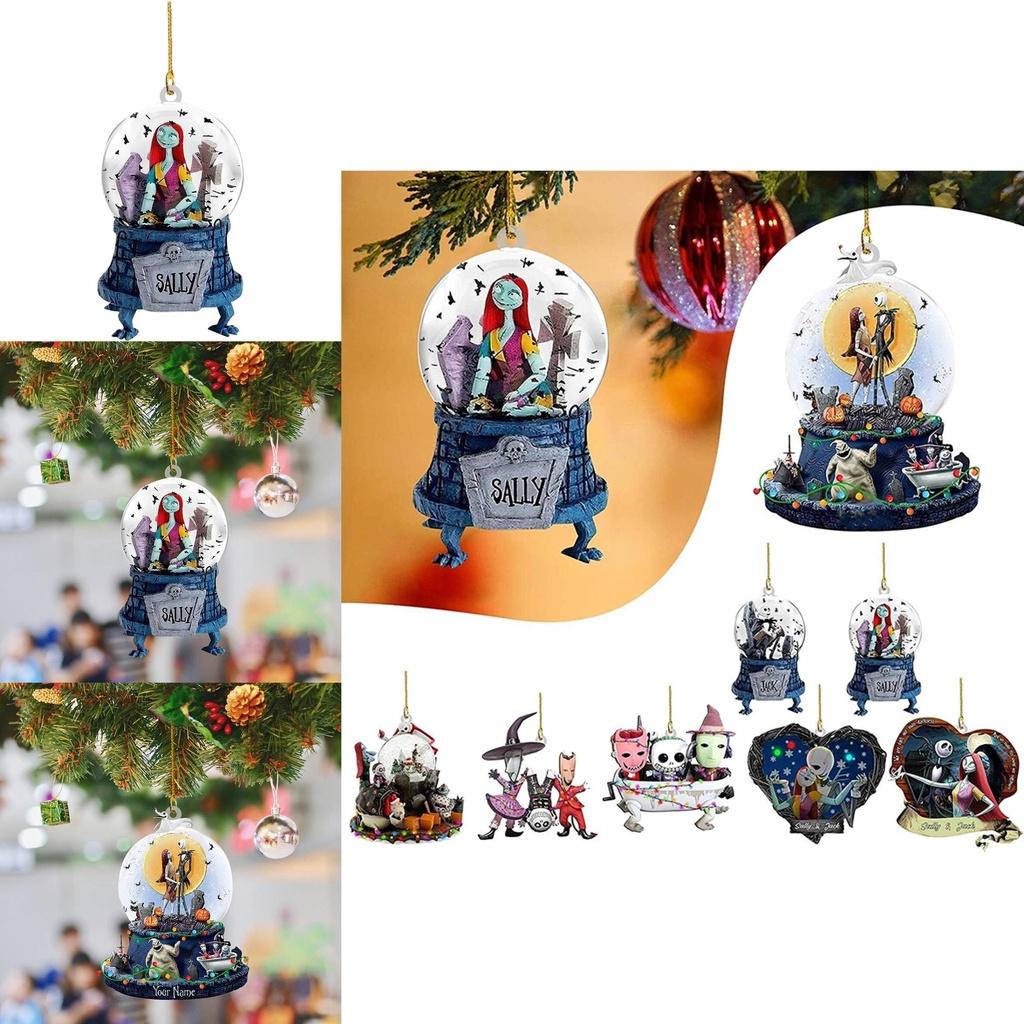 Nightmare Before Christmas Jack Sally Xmas Tree Acrylic Pendant Decoration