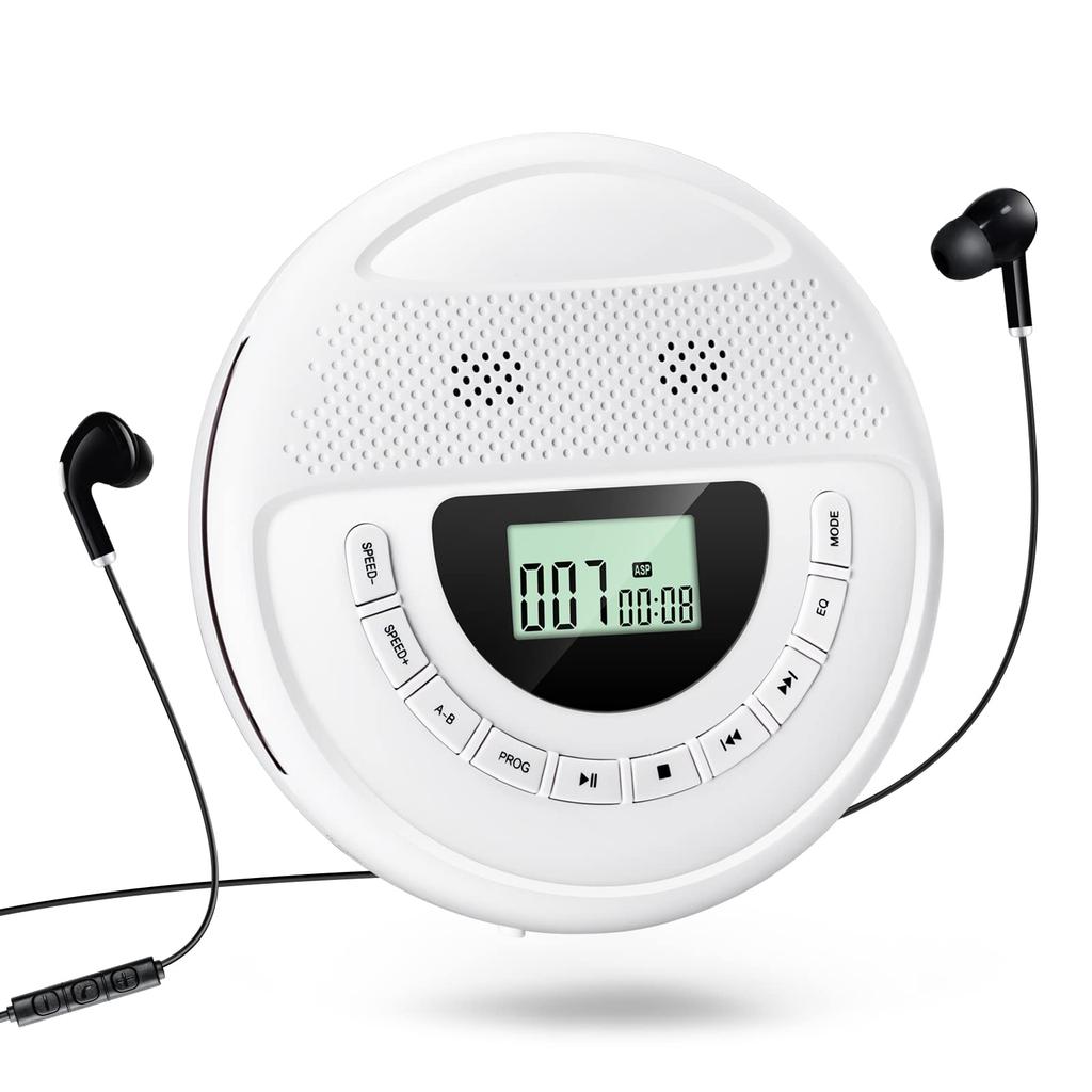 Gueray Portable CD Player with Built-in Speaker, 1400mAh Rechargeable Battery, Compact Size, TF Card Compatible, Adjustable Playback Speed, A-B