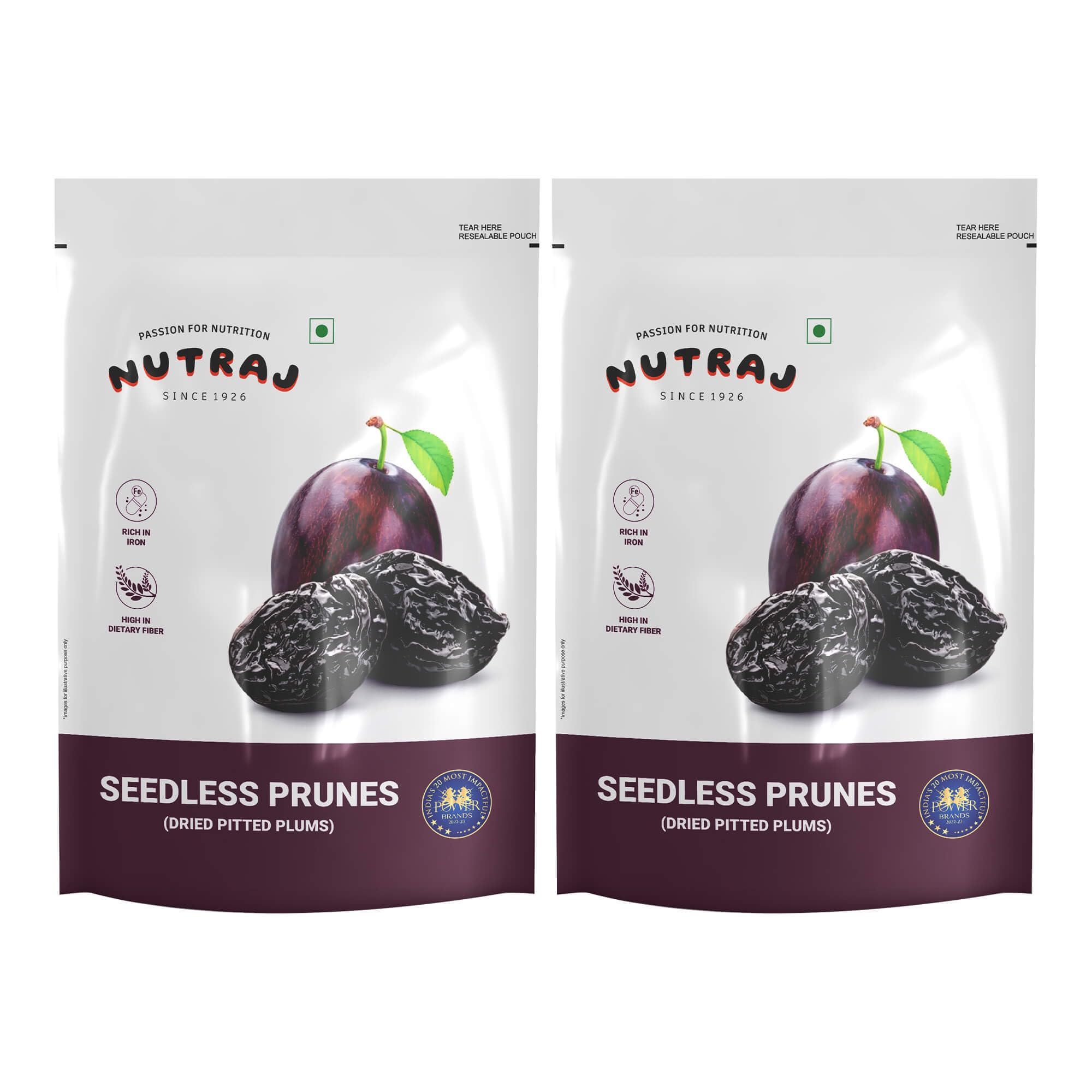 

Nutraj California Prunes Pitted (Seedless) 400 Gram (200 G X 2) Pouch|Plums|Aalobukhaara|Mixed Dry Fruits|Nuts|Grocery Items