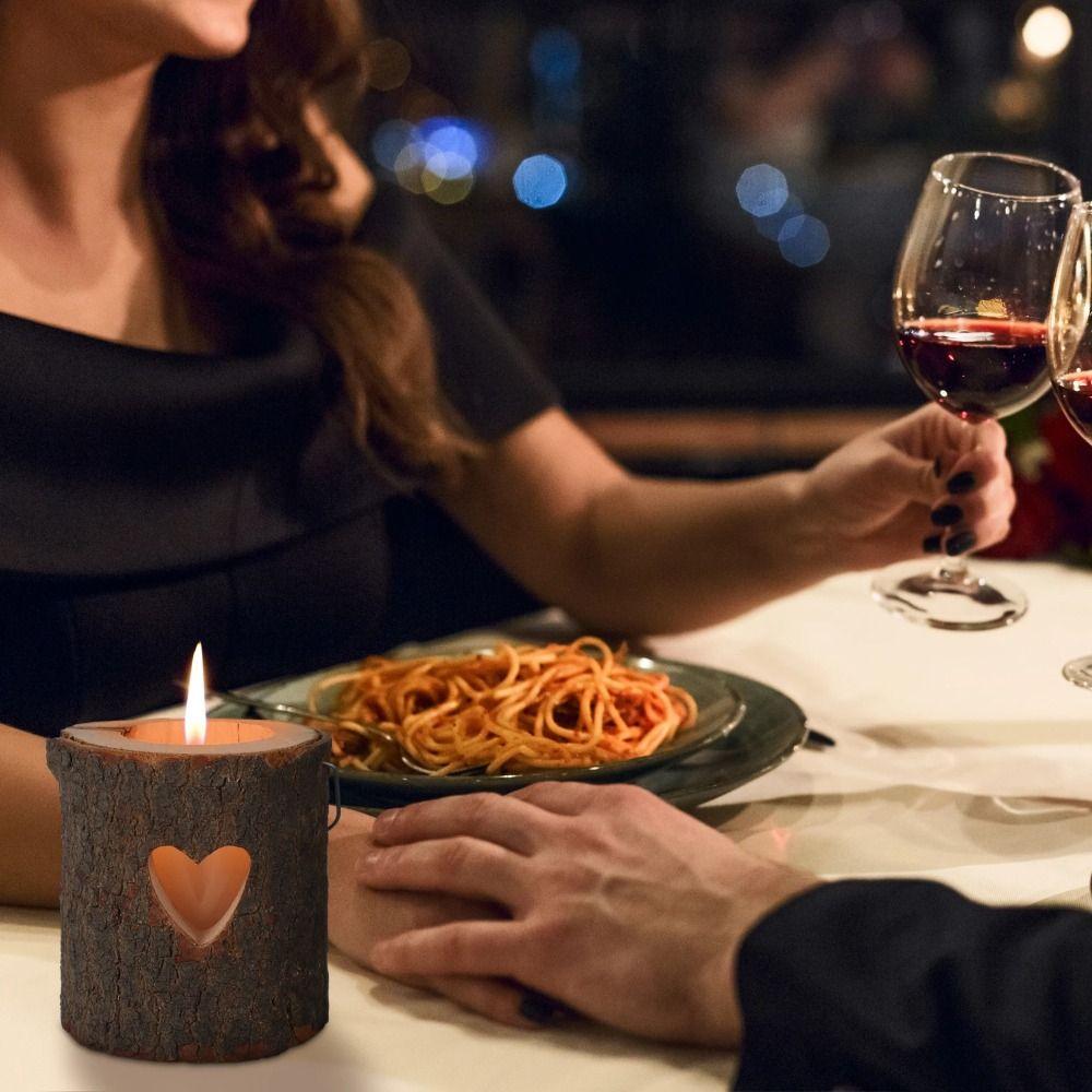 Rustic Wood Candlestick Decorative Aromatherapy Candle Stand Craft Candelabra  Photography Props