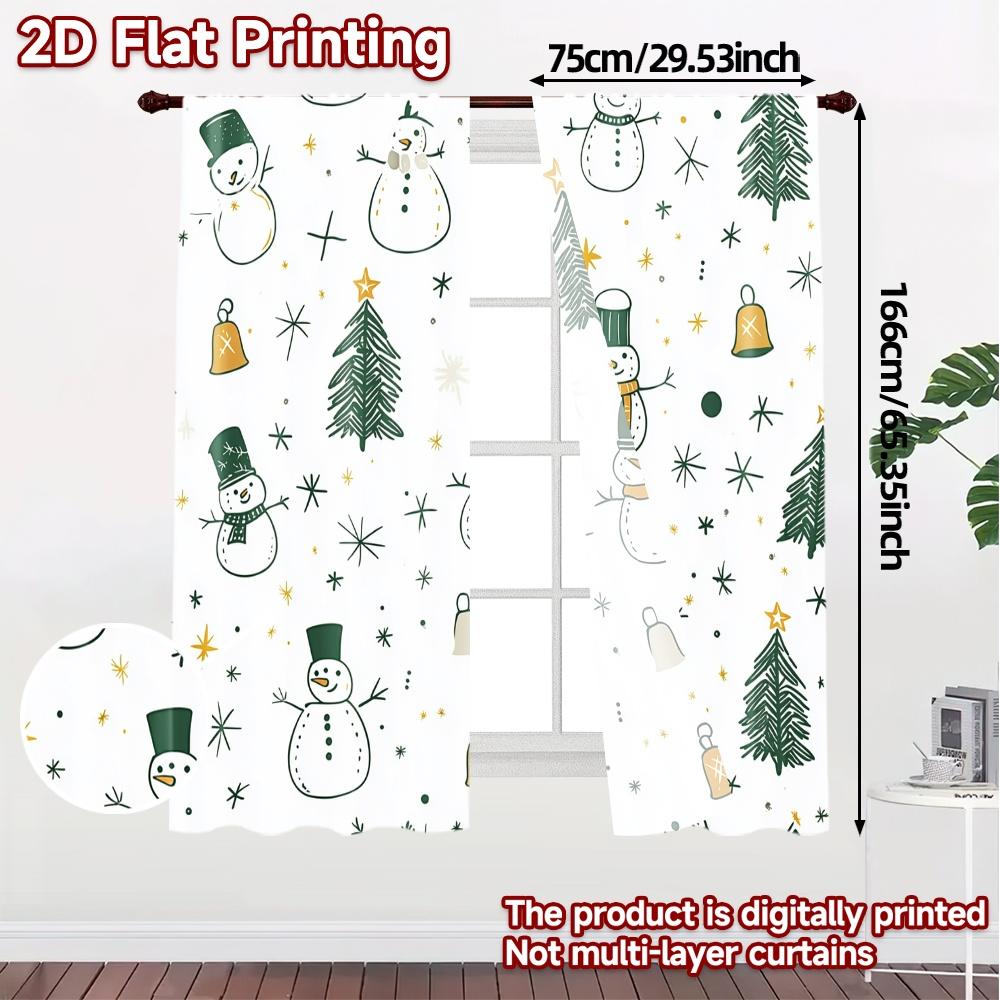 2 Stück, Vorhänge Niedlicher Weihnachts-Schneemann Baum Geschenk Schicke Vorhänge Digitaldruck Halbtransparente Vorhänge Vielseitig Alle Geeignet für