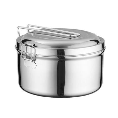 2 Tier Steel Bowl Round Shape Stainless Box Lunch Bento Picnic Food