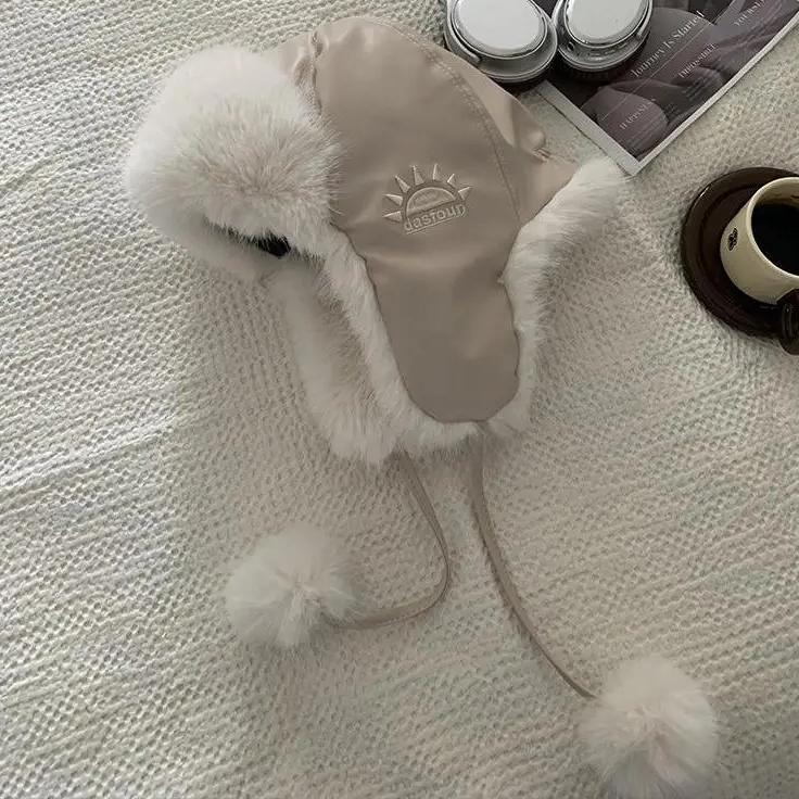 WTEMPO Autumn Winter Ear Protection Plush Bomber Hats Warm Thickened Outdoor Cold-proof Cycling Skiing Hats for Couple