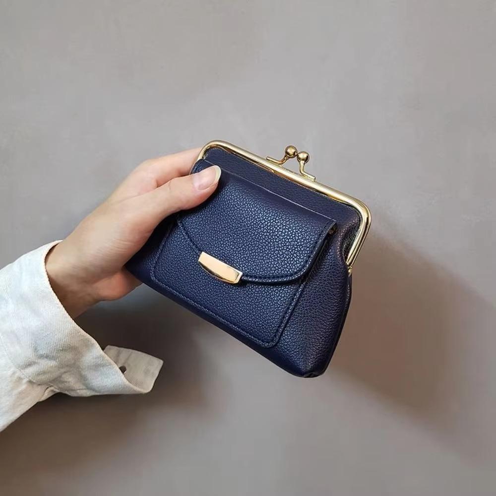 PU Leer Mini Slotclip Muntzakje Lychee Patroon Kleine Item Tas Knipsluiting Leren Portemonnee Cadeau