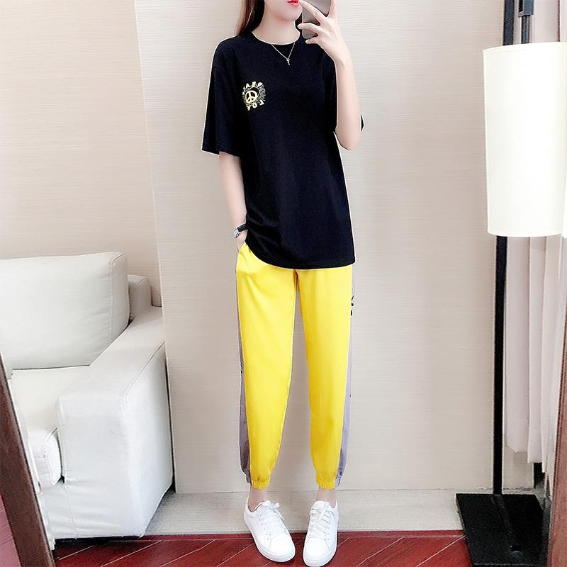 Temperament Ins Short-sleeved Fashion Trend Loose Sports Running Wear Casual Age-reducing Two-piece Suit Summer Women