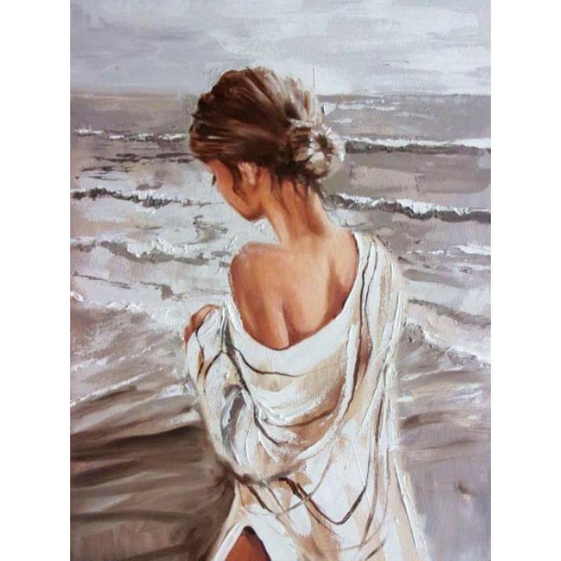 5D DIY Diamond Painting Seaside Girl Full Drill Round Diamond Embroidery Portrait Cross Stitch Mosaic Home Decor
