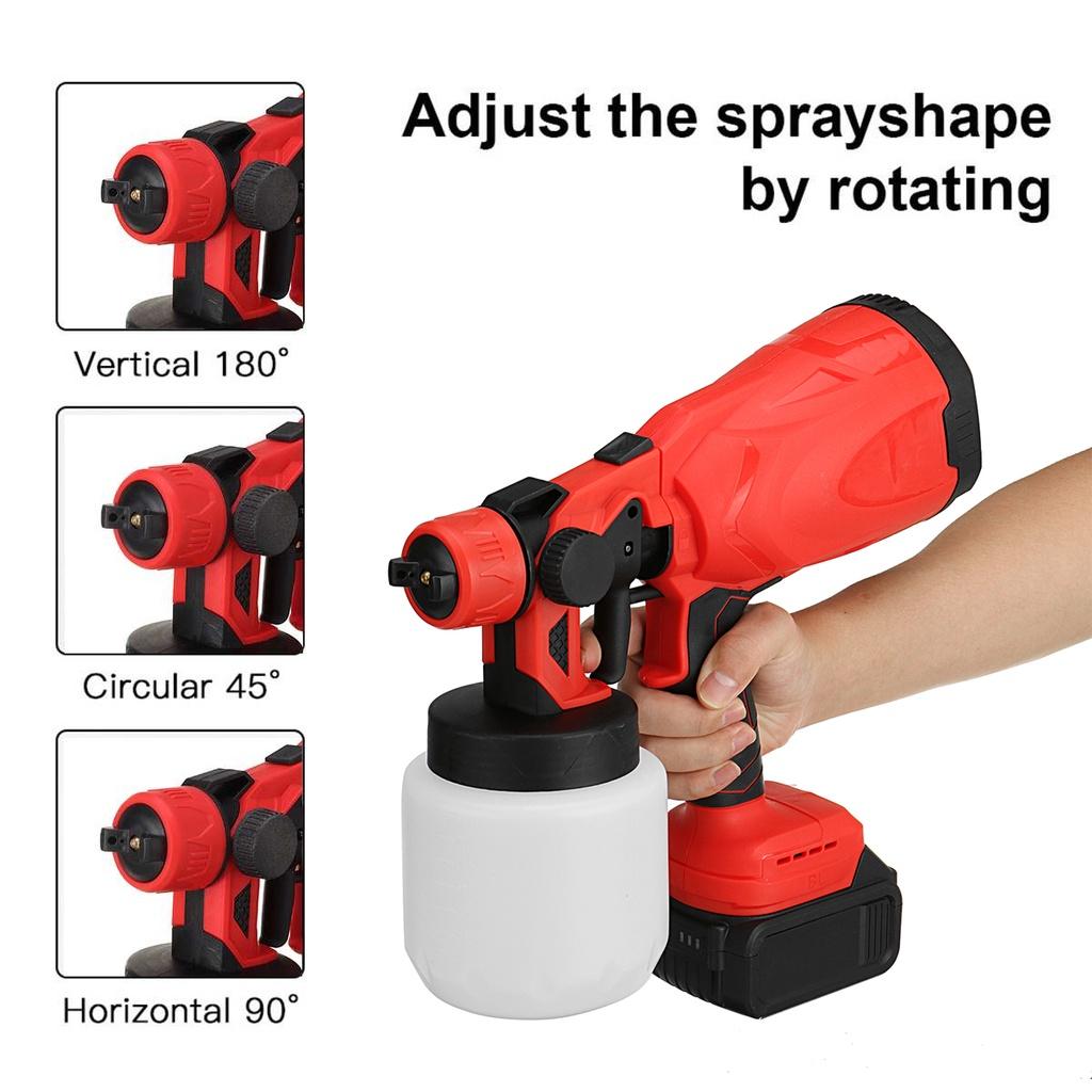 Cordless High Power Home Paint Sprayer Electric Spray Guns With 3 Nozzle Flow Control Airbrush For 18V LED Battery 800ml
