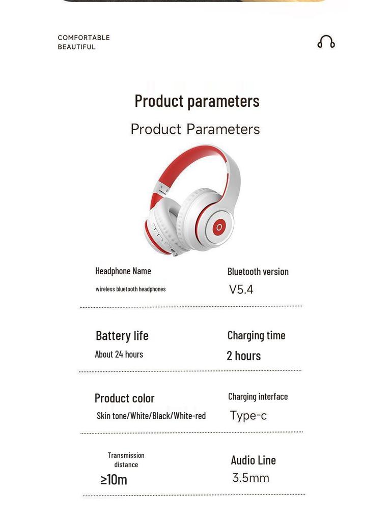 Wireless Over-Ear Bluetooth Headphones with Heavy Bass, Long Battery Life, and Noise Cancelling for Gaming